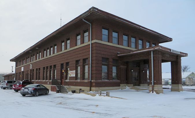 Aberdeen Station, once the Chicago, Milwaukee, St. Paul & Pacific Railroad (Milwaukee Road) depot, now a home to offices and a model railroad club. Today, BNSF has offices and crew rooms where the loading dock was.  Aberdeen Station, once the Chicago, Milwaukee, St. Paul & Pacific Railroad (Milwaukee Road) depot, now a home to offices and a model railroad club. Today, BNSF has offices and crew rooms where the loading dock was.