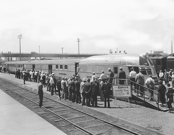 One of the Zephyr trains on display 