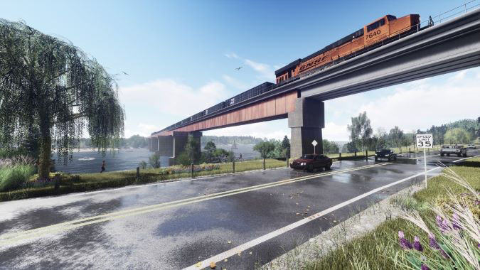 Another rendition of the new bridge (Bismarck side)   Another rendition of the new bridge (Bismarck side)