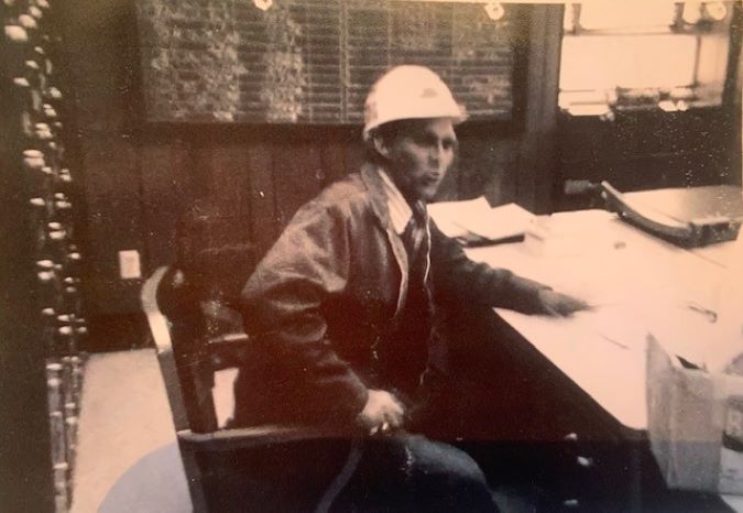 Stanley Mudge Jr. at a centralized welding plant, Amarillo, 1980.  Stanley Mudge Jr. at a centralized welding plant, Amarillo, 1980.