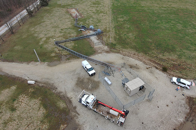 Aerial of the downed tower  Aerial of the downed tower