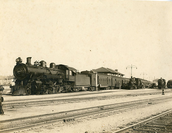 Archival photo of a steam train at Temple  Archival photo of a steam train at Temple