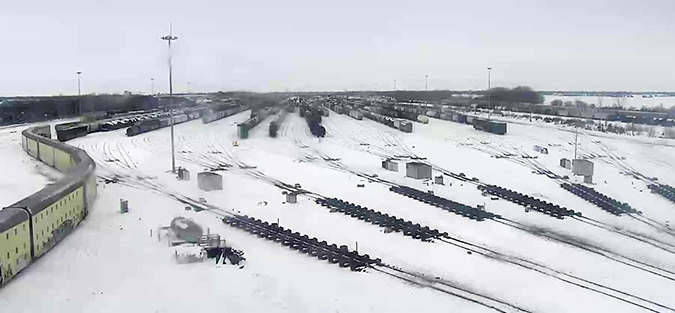 The yard in Galesburg, Illinois, looks frozen in time, but trains kept on moving.  The yard in Galesburg, Illinois, looks frozen in time, but trains kept on moving.
